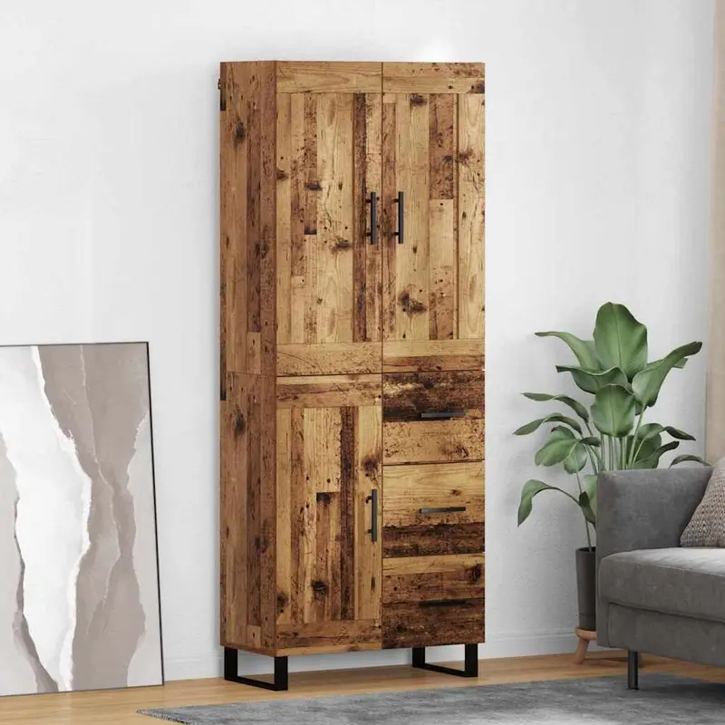 Aparador alto con cajón Madera vieja 69,5 x 34 x 180 cm