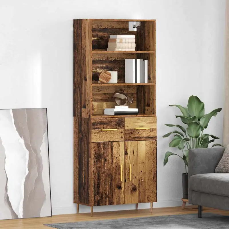 Aparador alto con cajón Madera vieja 69,5 x 34 x 180 cm