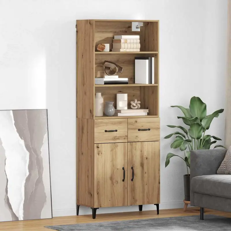 Aparador alto con cajón Roble artesanal 69,5 x 34 x 180 cm