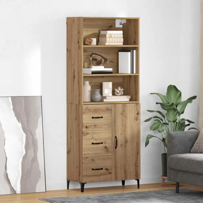 Aparador alto con cajón Roble artesanal 69,5 x 34 x 180 cm