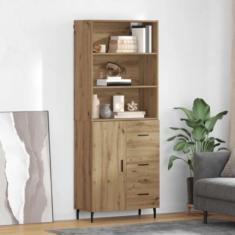 Aparador alto con cajón Roble artesanal 69,5 x 34 x 180 cm