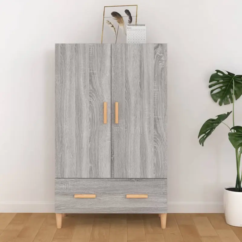 Aparador alto de madera contrachapada gris Sonoma 70x31x115 cm