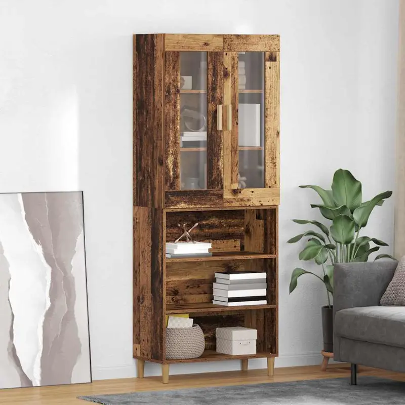 Aparador alto Madera envejecida 69,5 x 34 x 180 cm
