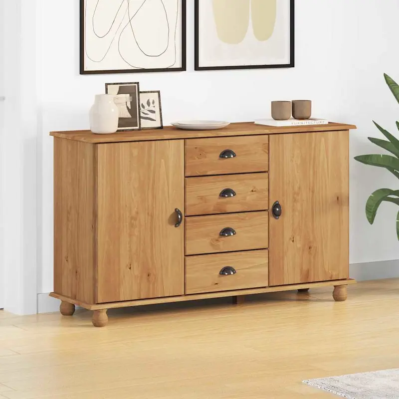Aparador ASKIM 133,5 x 40 x 79 cm Madera maciza de pino