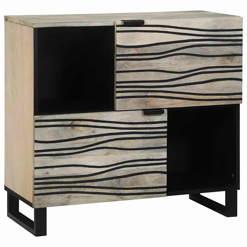 Aparador Blanco 80 x 33 x 75 cm madera maciza de mango