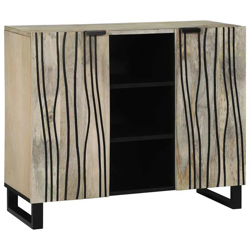 Aparador Blanco 90 x 33 x 75 cm madera maciza de mango