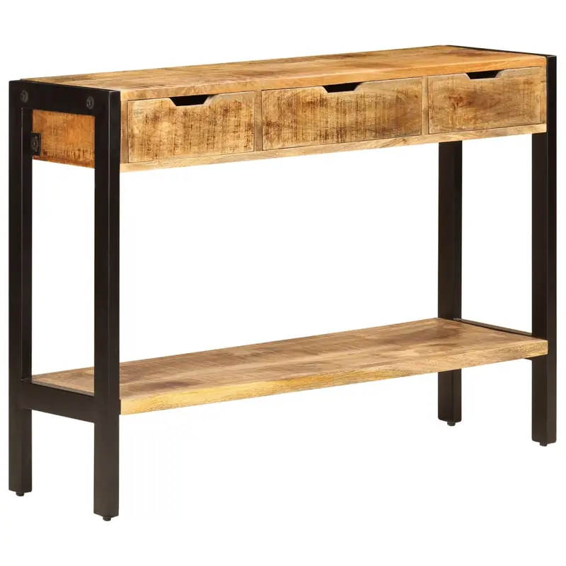 Aparador con 3 cajones madera maciza de mango 110x35x75 cm