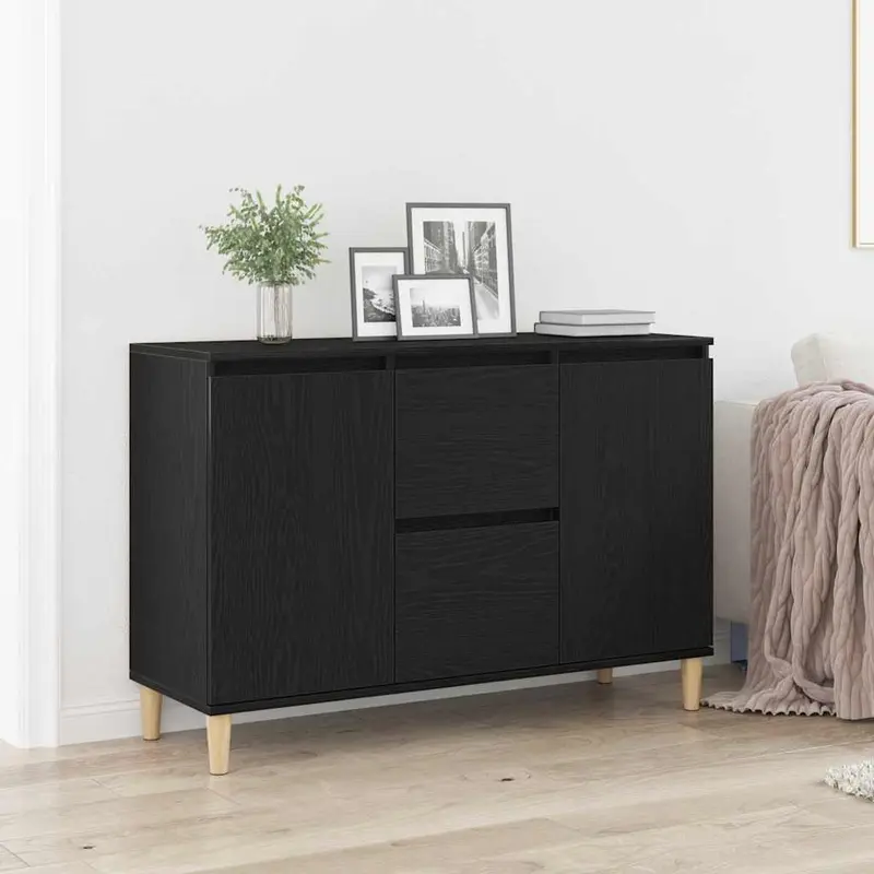 Aparador con cajón Negro 102 x 35 x 60 cm Madera de ingeniería