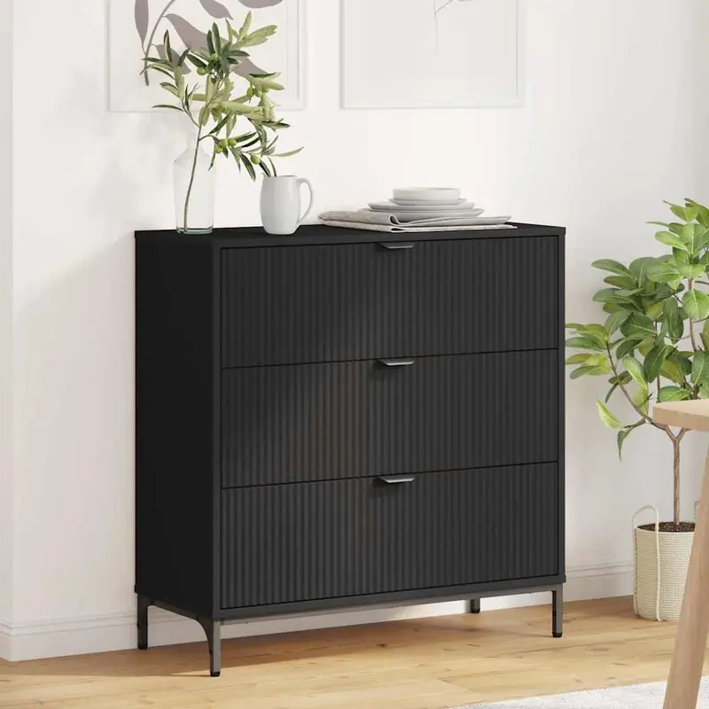 Aparador con cajón Negro 79,5 x 33 x 82 cm Madera de ingeniería