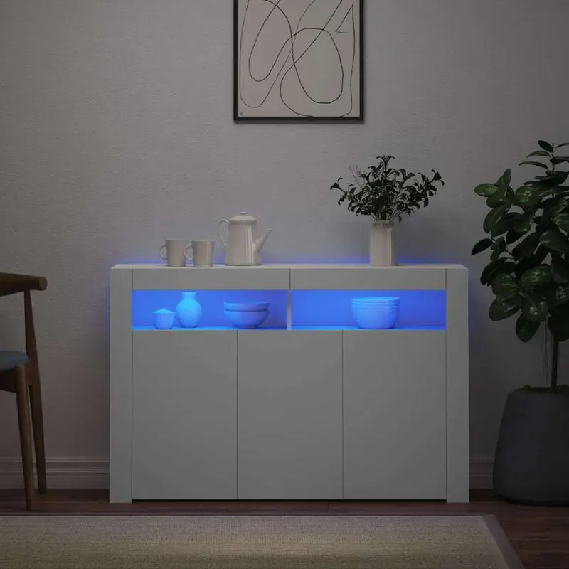 Aparador con luces LED blanco 115,5x30x75 cm