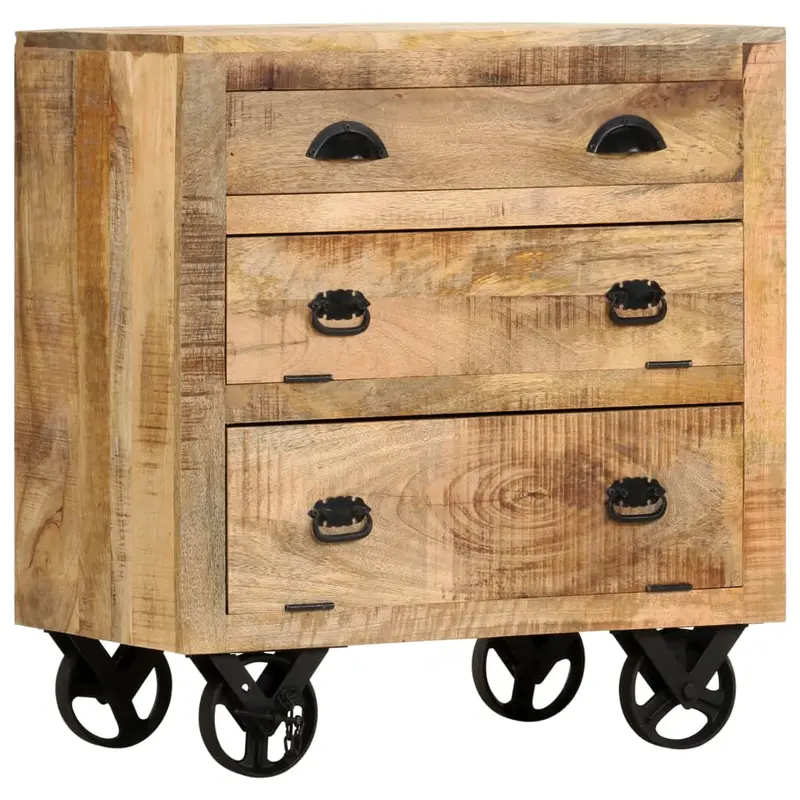 Aparador con ruedas de madera maciza de mango 70x40x75 cm