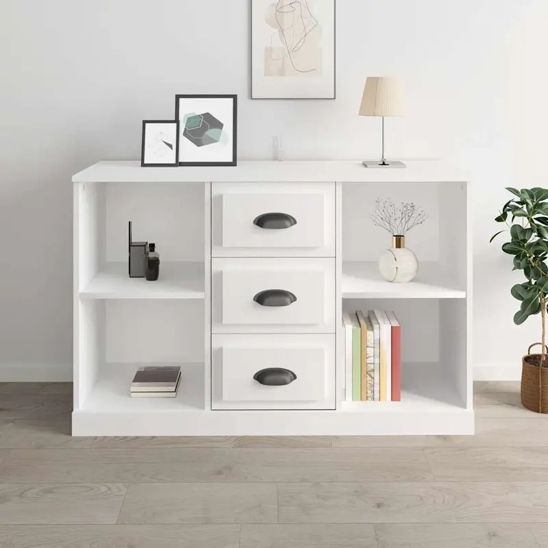Aparador de madera contrachapada blanco 104,5x35,5x67,5 cm