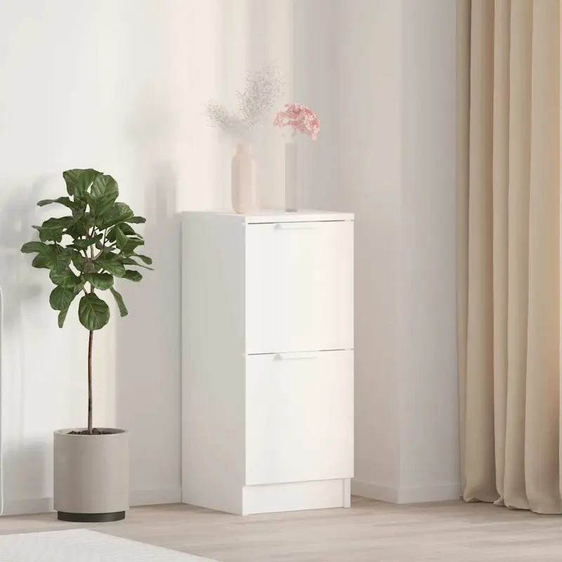 Aparador de madera contrachapada blanco 30x30x70 cm