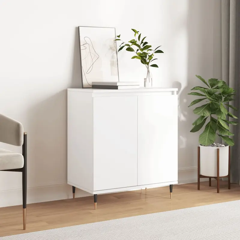 Aparador de madera contrachapada blanco 60x35x70 cm