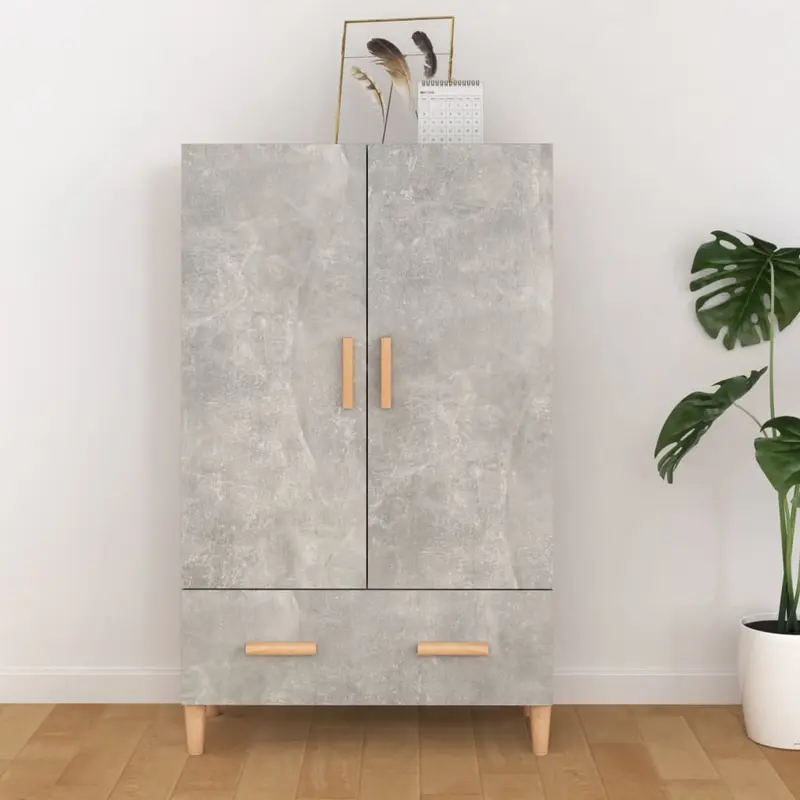 Aparador de madera contrachapada gris hormigón 70x31x115 cm