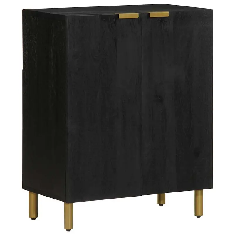 Aparador de madera de ingeniería negro 60x33x75 cm