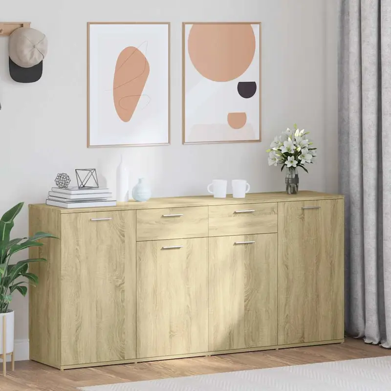 Aparador de madera de ingeniería roble Sonoma 160x36x75 cm