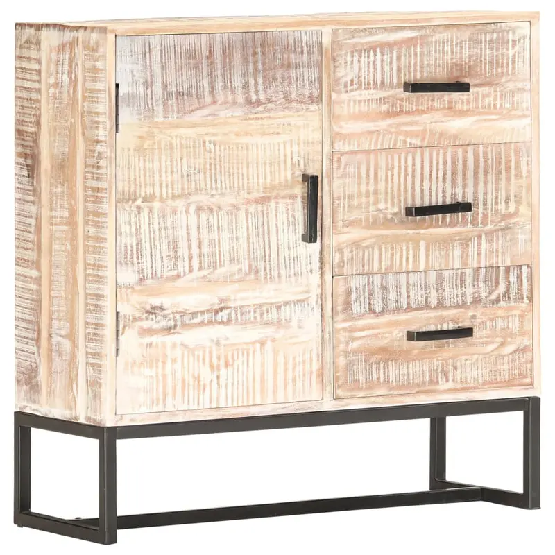 Aparador de madera maciza de acacia blanco 73x30x75 cm