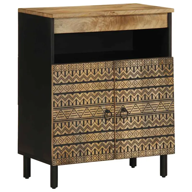 Aparador de madera maciza de mango rugosa 60x33,5x75 cm