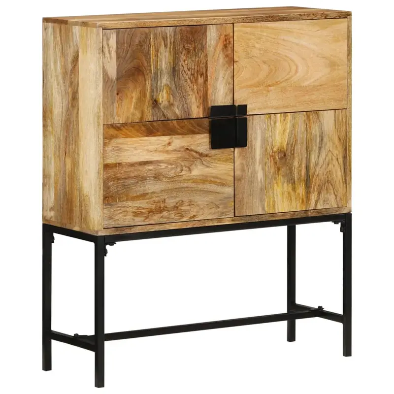 Aparador de madera maciza de mango rugosa 80x30x95 cm