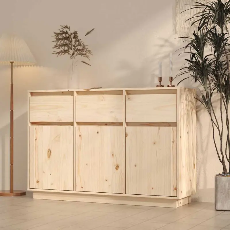 Aparador de madera maciza de pino 111x36x75 cm