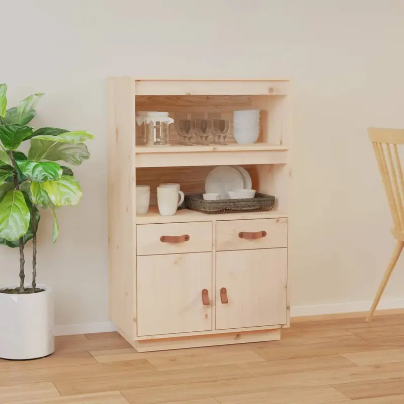 Aparador de madera maciza de pino 67x40x108,5 cm