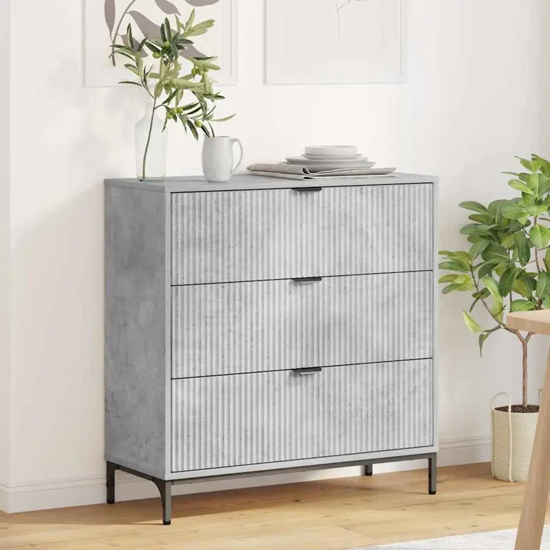 Aparador Gris Concreto 79,5 x 33 x 82 cm Madera de ingeniería