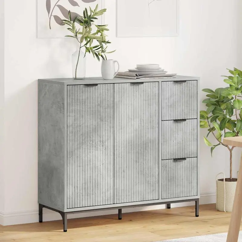 Aparador Gris Concreto 89,5 x 33 x 82 cm Madera de ingeniería