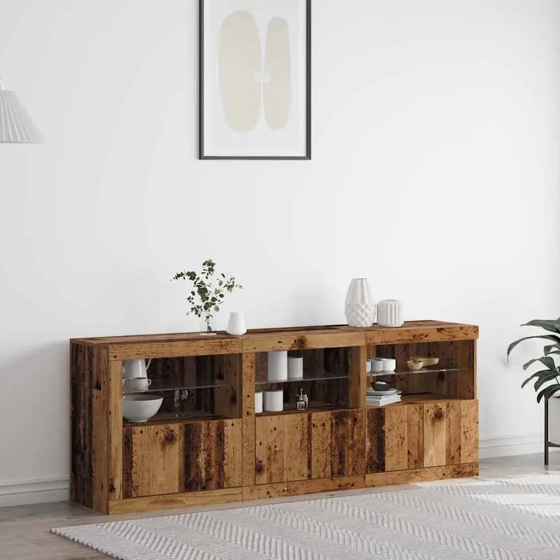Aparador LED Madera envejecida 181 x 37 x 67 cm