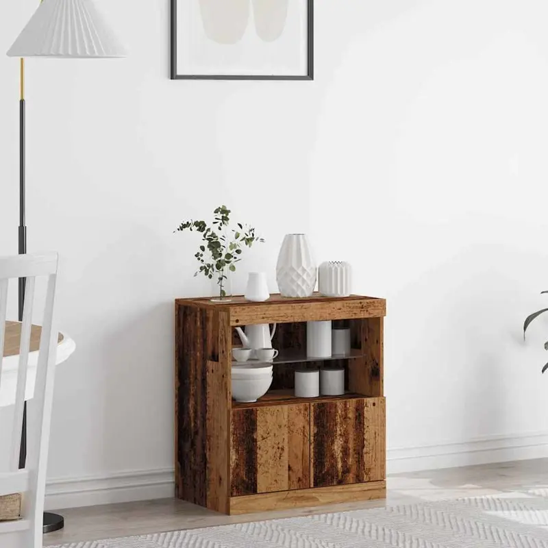 Aparador LED Marrón 60,5 x 37 x 67 cm Madera de ingeniería