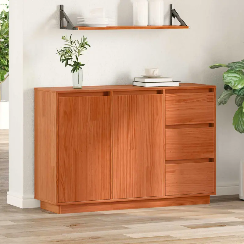 Aparador Roble Marrón 111 x 34 x 75 cm Madera de pino macizo