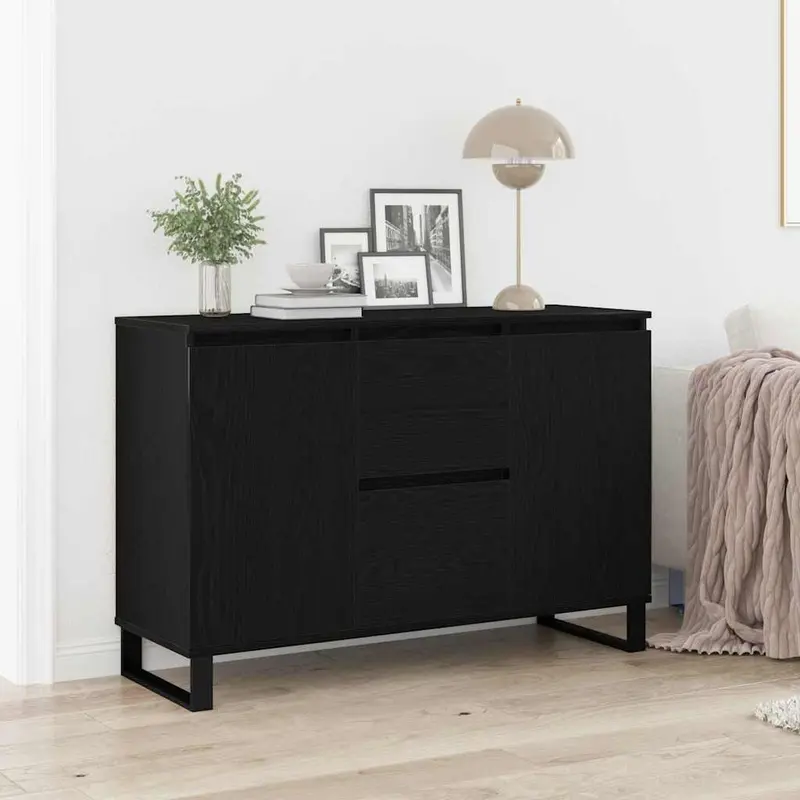 Aparador Roble Negro 101,5 x 35 x 70 cm Madera de ingeniería