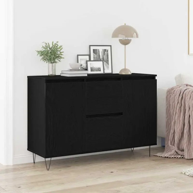Aparador Roble Negro 101,5 x 35 x 70 cm Madera de ingeniería