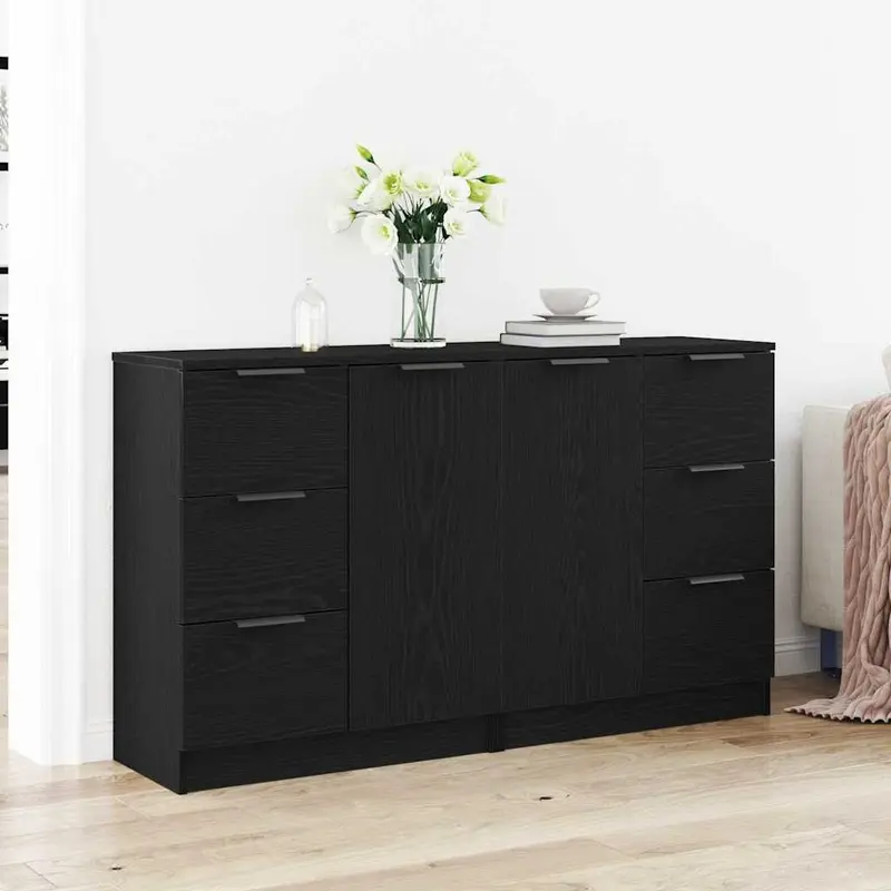 Aparador Roble Negro 120 x 30 x 70 cm Madera de ingeniería