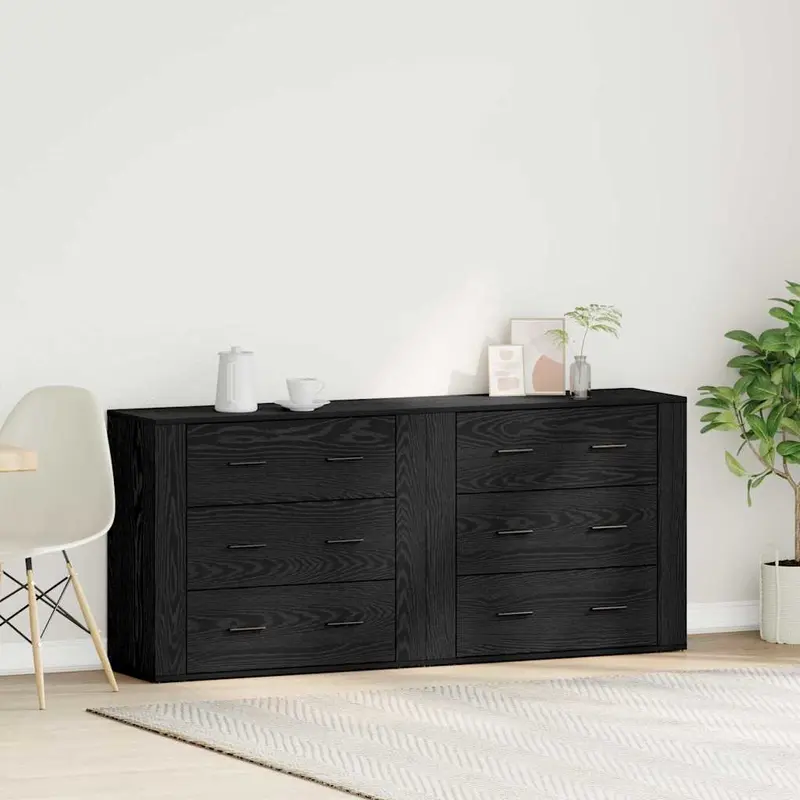 Aparador Roble Negro 160 x 33 x 70 cm Madera de ingeniería