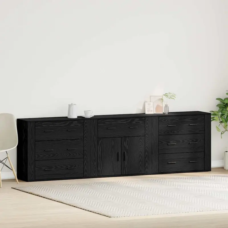 Aparador Roble Negro 240 x 33 x 70 cm Madera de ingeniería