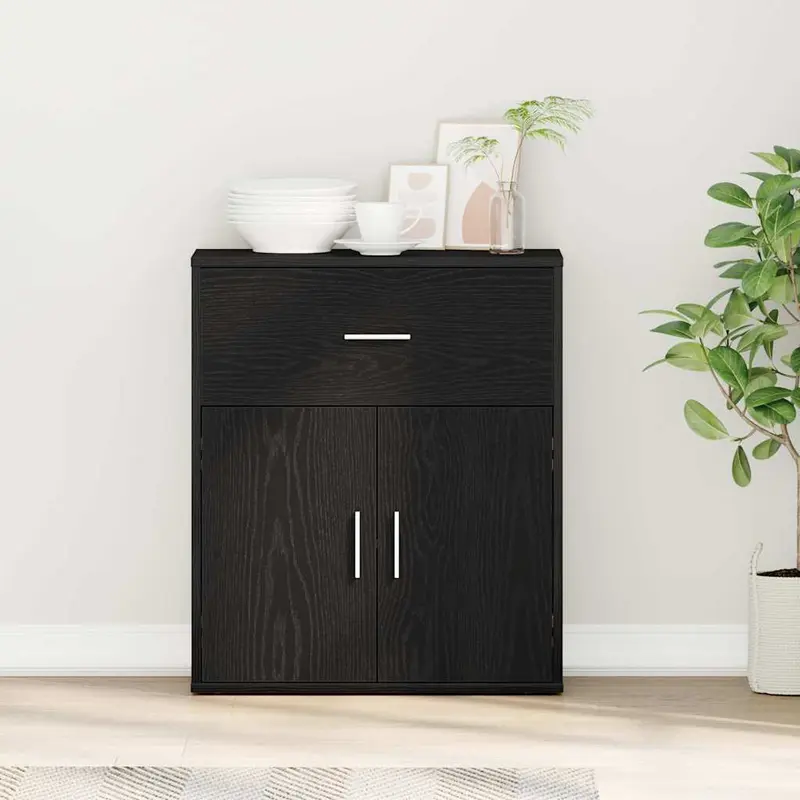 Aparador Roble Negro 60 x 31 x 70 cm Madera de ingeniería