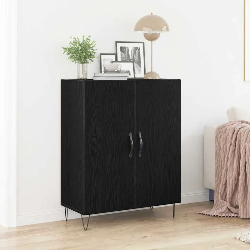 Aparador Roble Negro 69,5 x 34 x 90 cm Madera de ingeniería