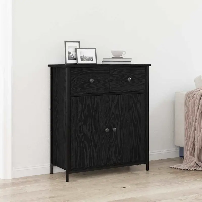 Aparador Roble Negro 70 x 30 x 80 cm Madera de ingeniería