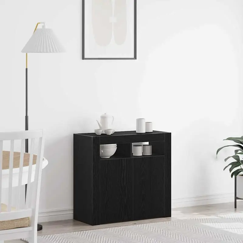 Aparador Roble Negro 80 x 35 x 75 cm Madera de ingeniería