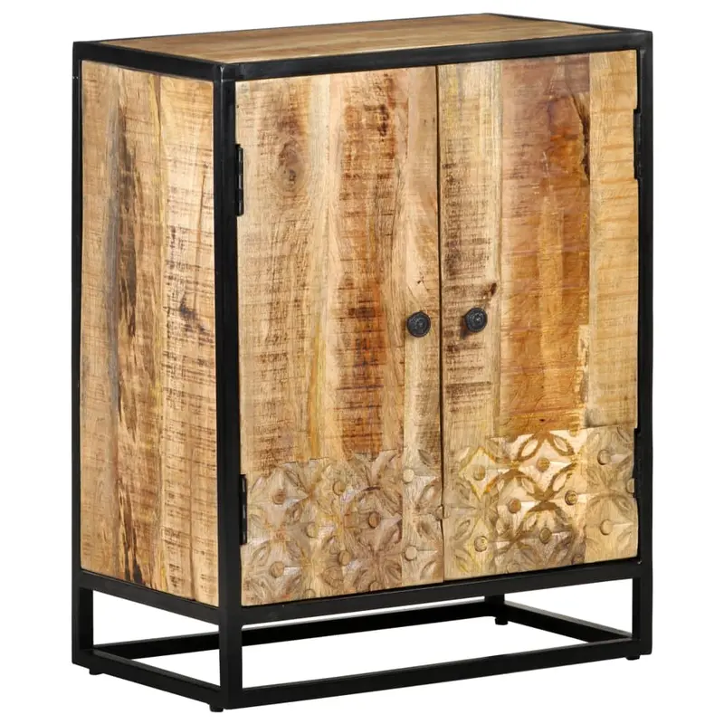 Aparador tallado a mano madera maciza mango blanco 60x35x75 cm