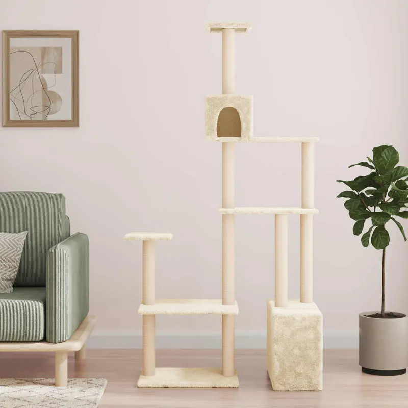 Árbol para gatos con postes de sisal Crema 177,5 cm
