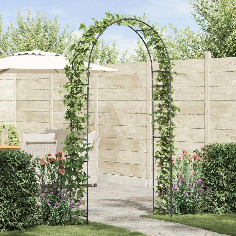 Arco de jardín Floral Negro 115 x 37 x 231 cm