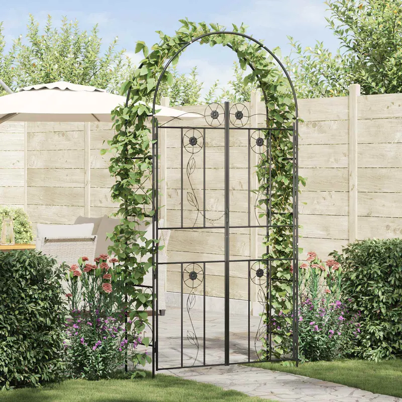 Arco de jardín Liso Negro 115 x 37 x 226 cm