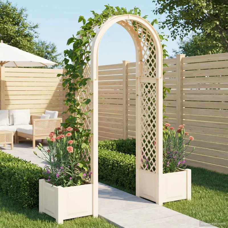 Arco de Rosas con Plantador Blanco 168,5 x 43 x 207 cm PP