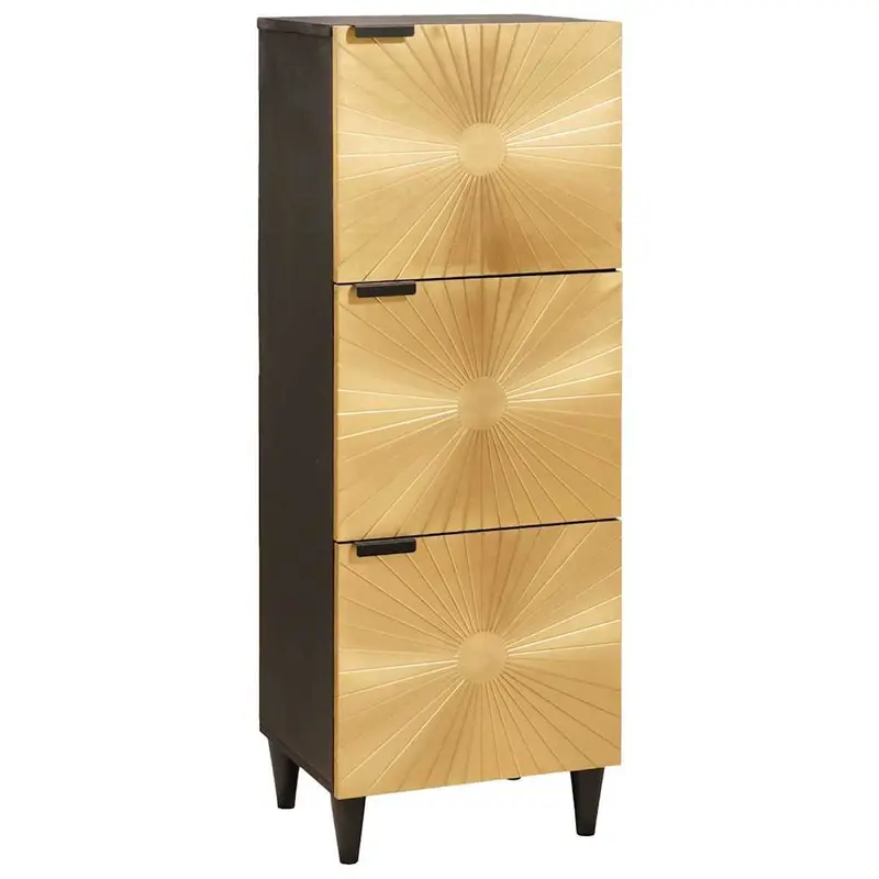 Armario auxiliar con cajón Negro y dorado 40 x 33,5 x 110 cm