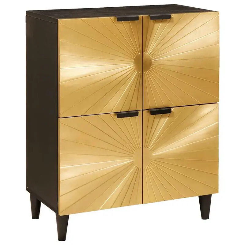 Armario auxiliar con puerta Negro y dorado 60 x 33,5 x 75 cm
