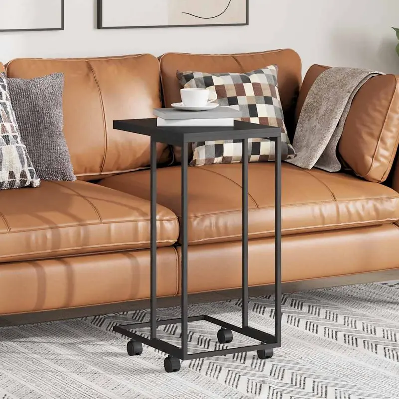 Armario auxiliar con ruedas contrachapado negro 40x30x63,5 cm