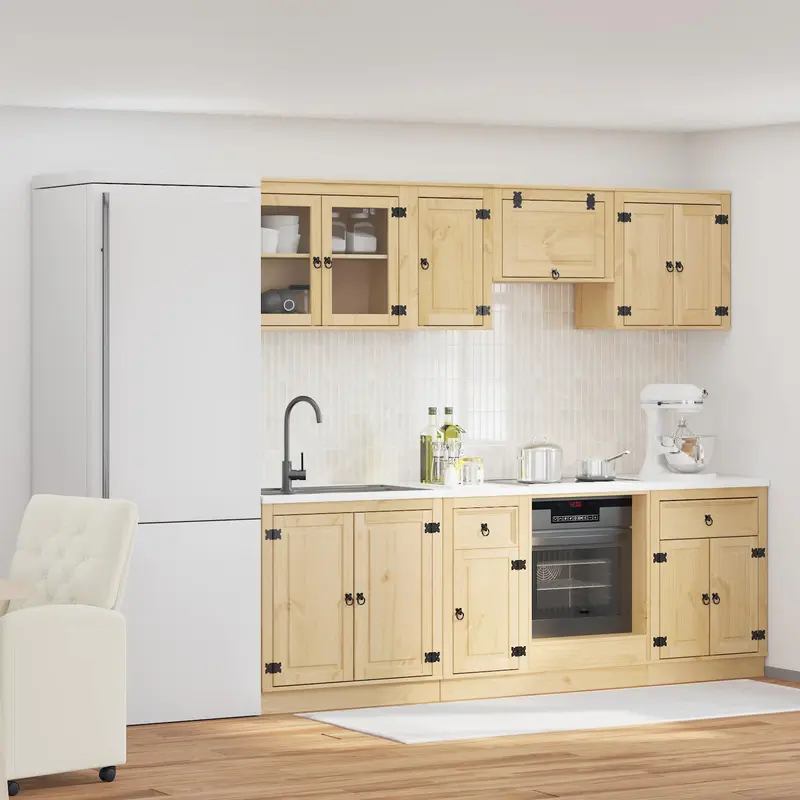 Armario con cajón SKI 8 pcs Marrón Miel Madera de pino macizo