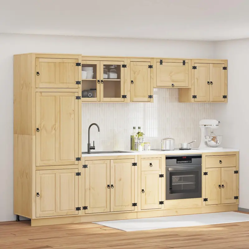 Armario con cajón SKI 9 pcs Marrón Miel Madera de pino macizo